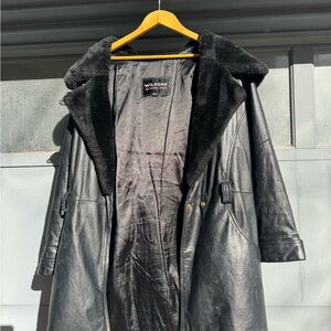 Wilson Black Leather Trench Coat